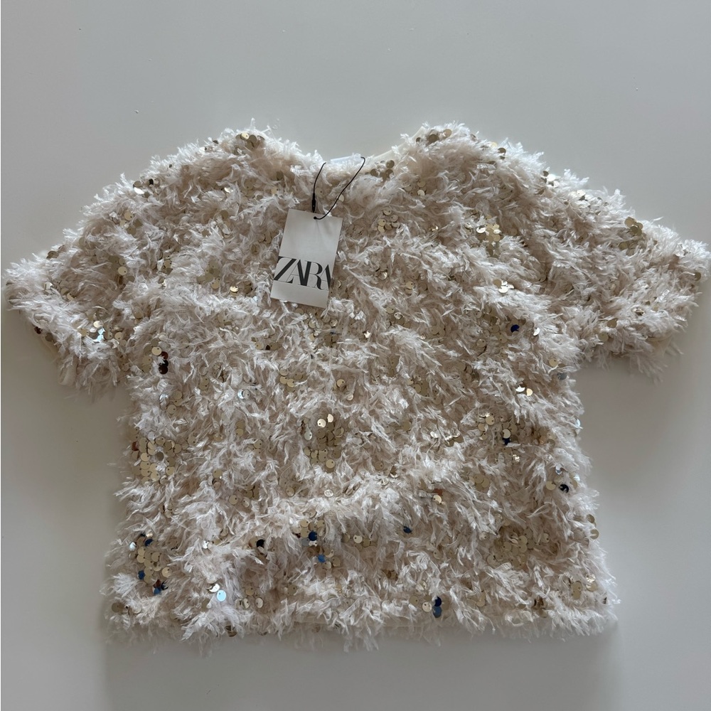 ZARA Kids Beige Sequin Top